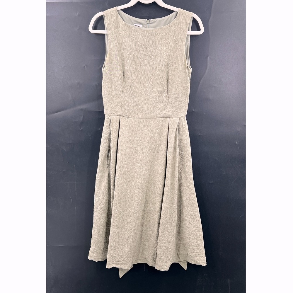 Anne Klein fit & flare textured light Green Tie Dress skater minimalist spring 6
